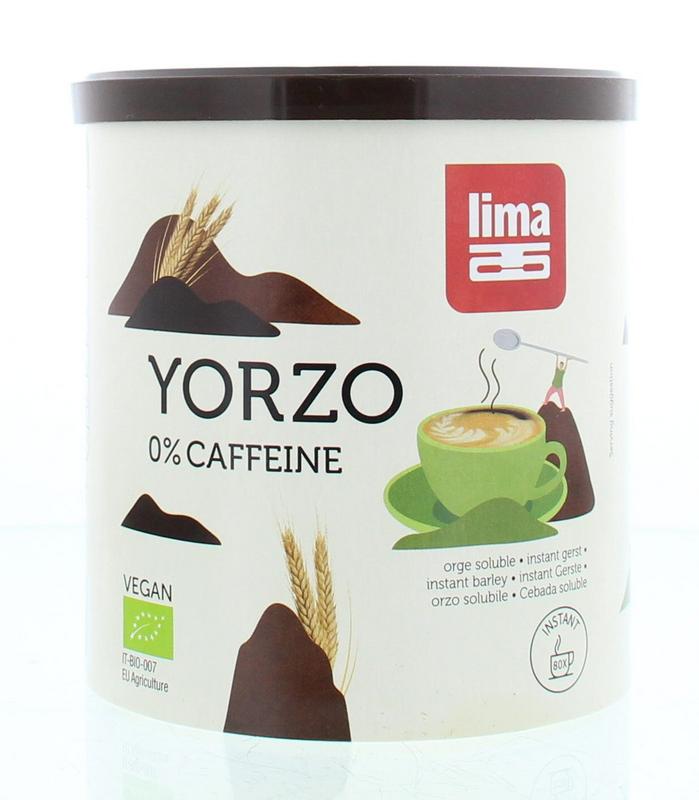 Lima Yorzo instant bio drink in 125g packet, natural beverage with organic ingredients, in a colorful packaging.