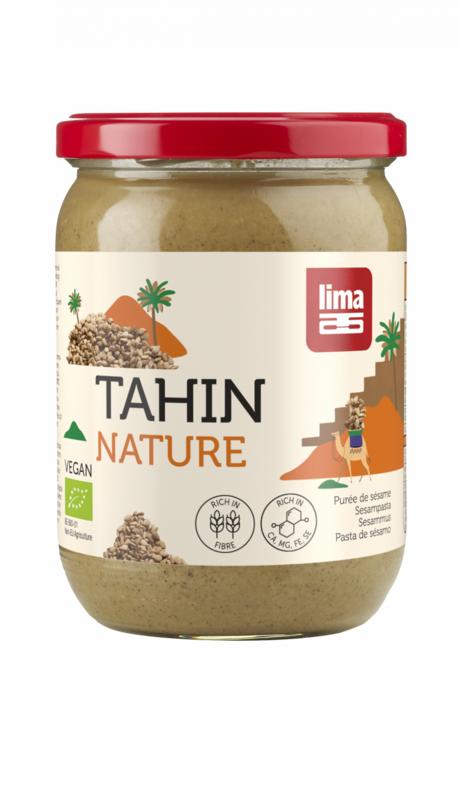 Lima Tahin zonder zout bio broodbeleg spread in 225g jar, creamy sesame paste without salt, natural and organic.