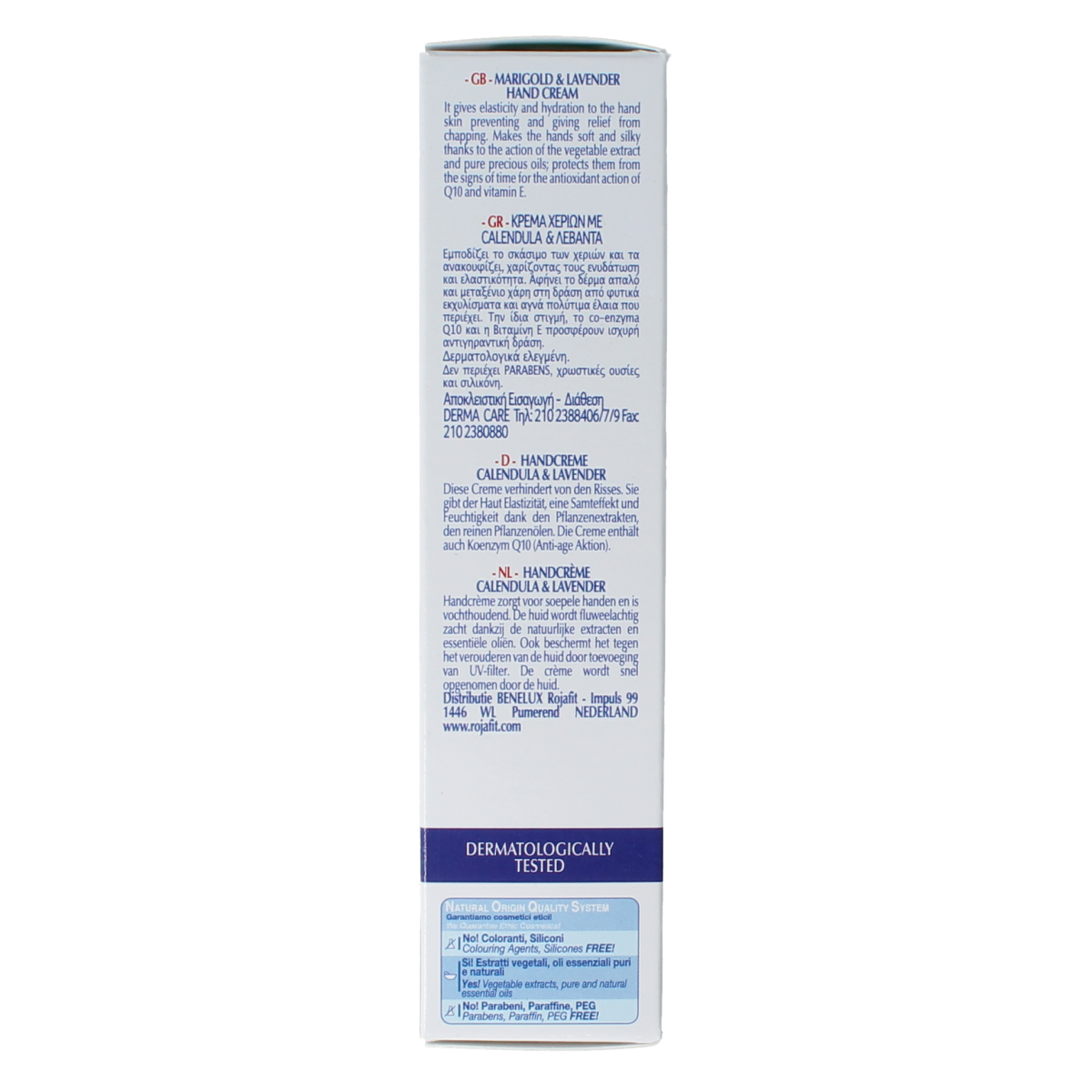 Natura House Calendula Lavendel handcreme in 75ml tube, moisturizing hand care with floral scent, natural ingredients.