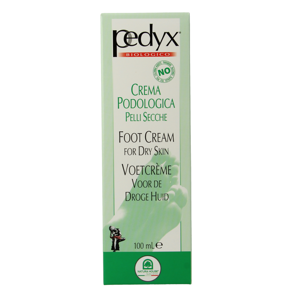 Pedyx Voetcreme droge huid, 100ml, hydrating foot cream for dry skin, in a white tube with blue cap
