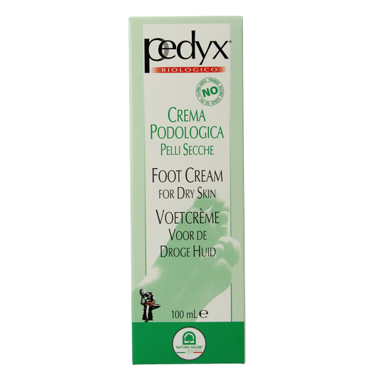 Pedyx Voetcreme droge huid, 100ml, hydrating foot cream for dry skin, in a white tube with blue cap