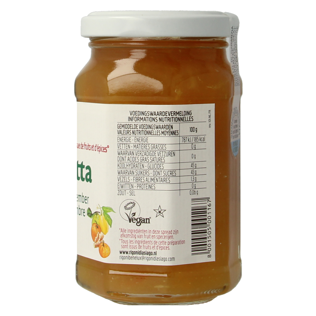 Fiordifrutta Citrusmix ginger jam bio spread on bread, 260g jar, natural fruit and ginger flavor, organic breakfast spread