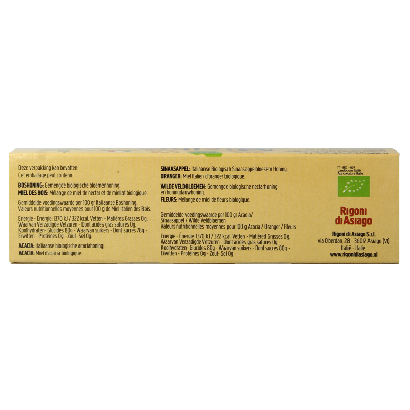 Mielbio Honing mix in 25g and 75g packages, natural organic honey blend from Mielbio, shown in the image.