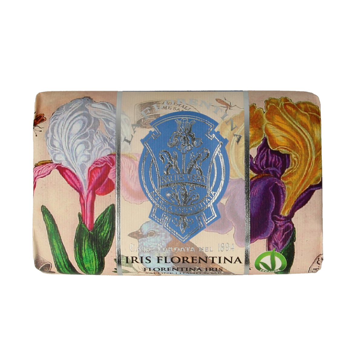 La Florentina Zeep florentijnse iris soap bar, 200g, with floral and iris scent, wrapped in elegant packaging.
