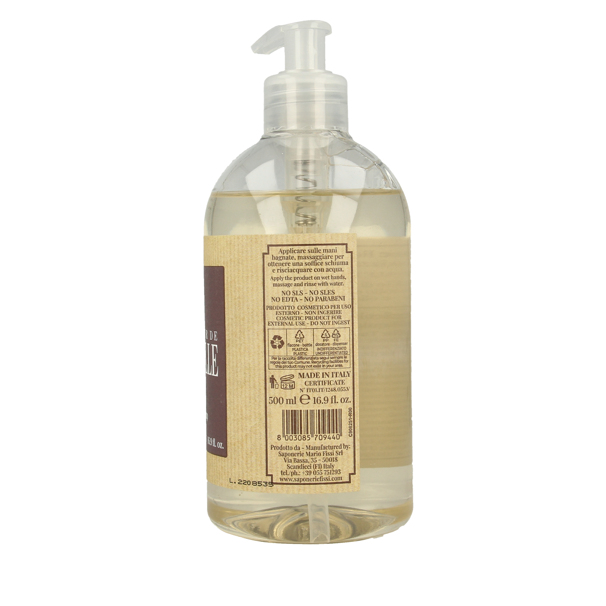 Marseille Zeep natuurlijk vloeibaar argan soap in 500ml bottle, featuring a clear liquid with argan oil for moisturizing skin