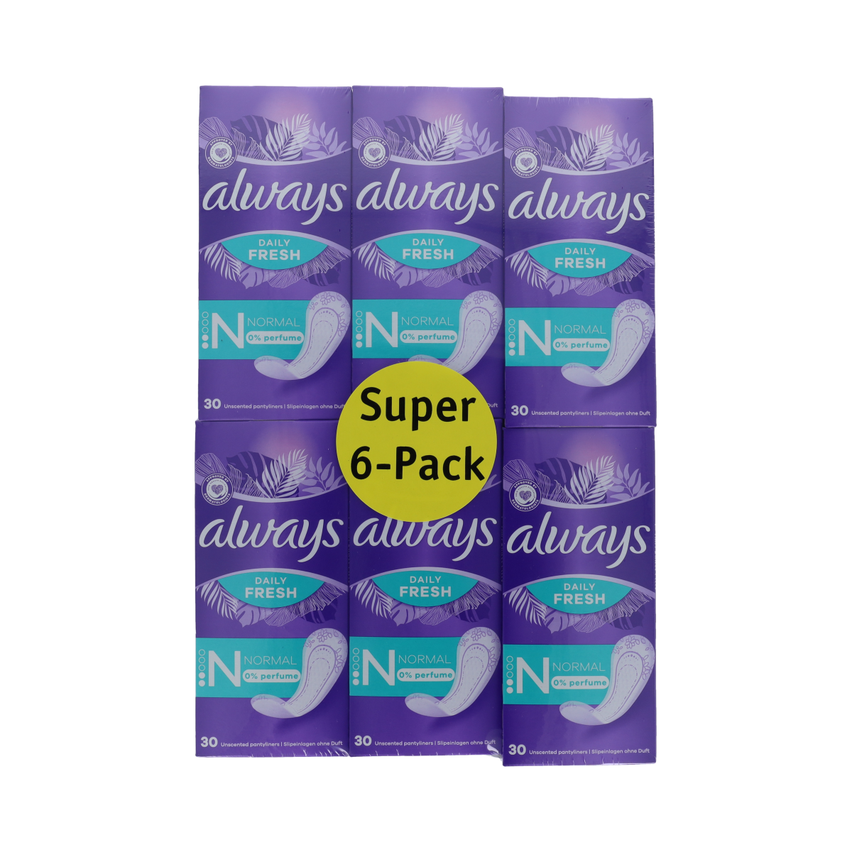 Pack of Always Inlegkruisjes daily fresh panty liners, 180 pieces, designed for women's daily feminine hygiene.