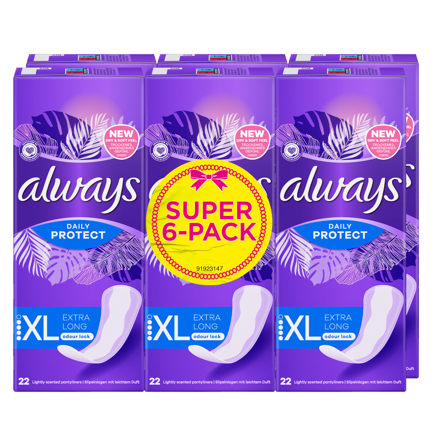 Always Daily Protect inlegkruis, feminine hygiene pads, pack of 132, soft and discreet for daily comfort.