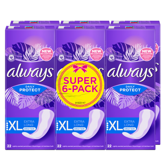 Always Daily Protect inlegkruis, feminine hygiene pads, pack of 132, soft and discreet for daily comfort.