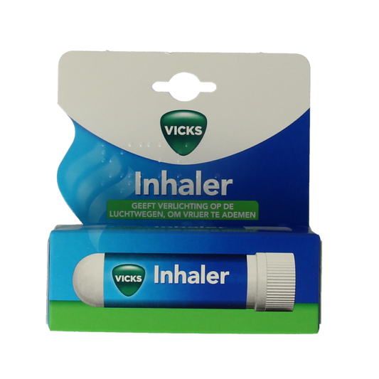 Vicks inhaler blister pack with one nasal inhalation product for congestion relief, part of Vicks nasal care line.