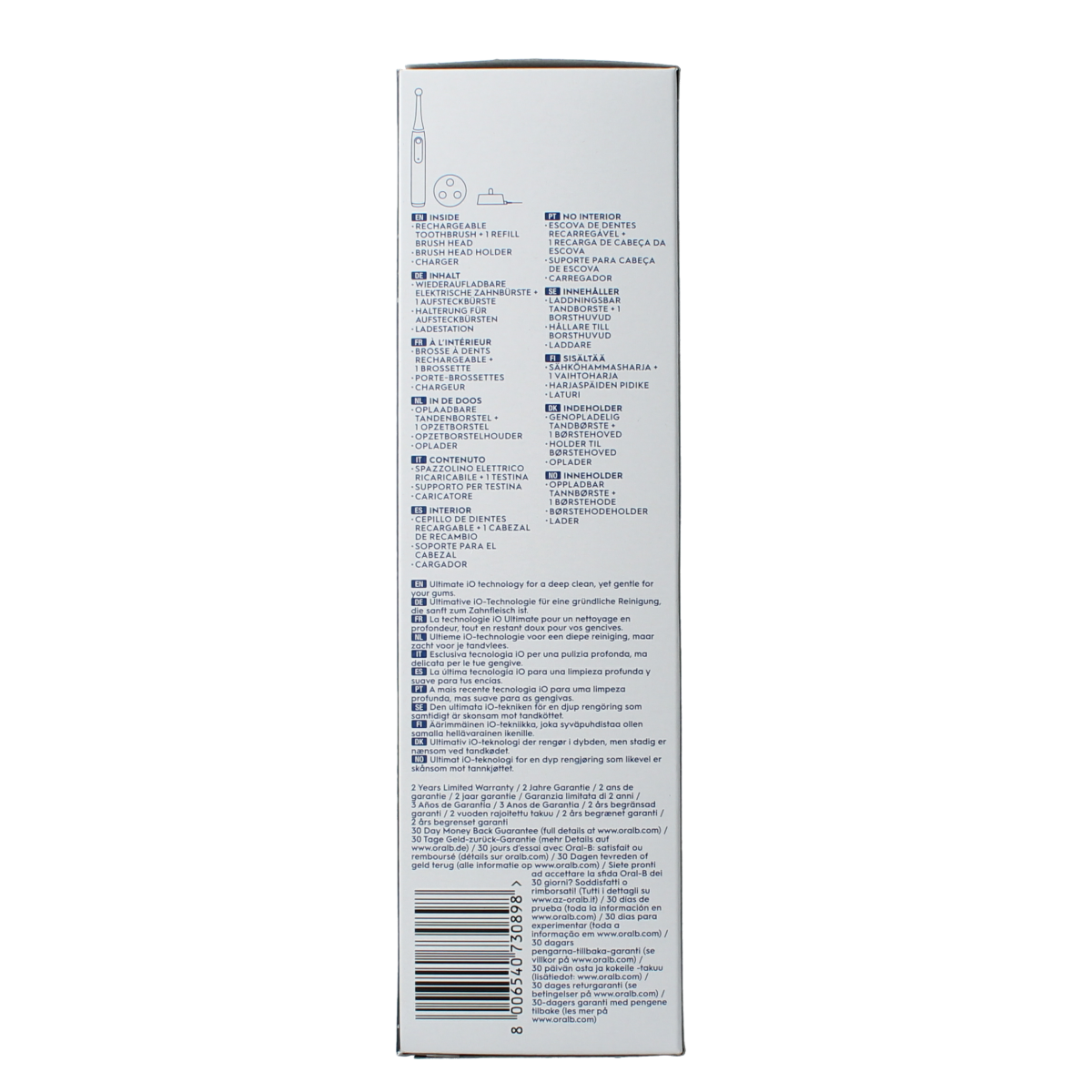 Oral B IO3S electric toothbrush in matte black, close-up view showing the sleek design and brush head attachment.