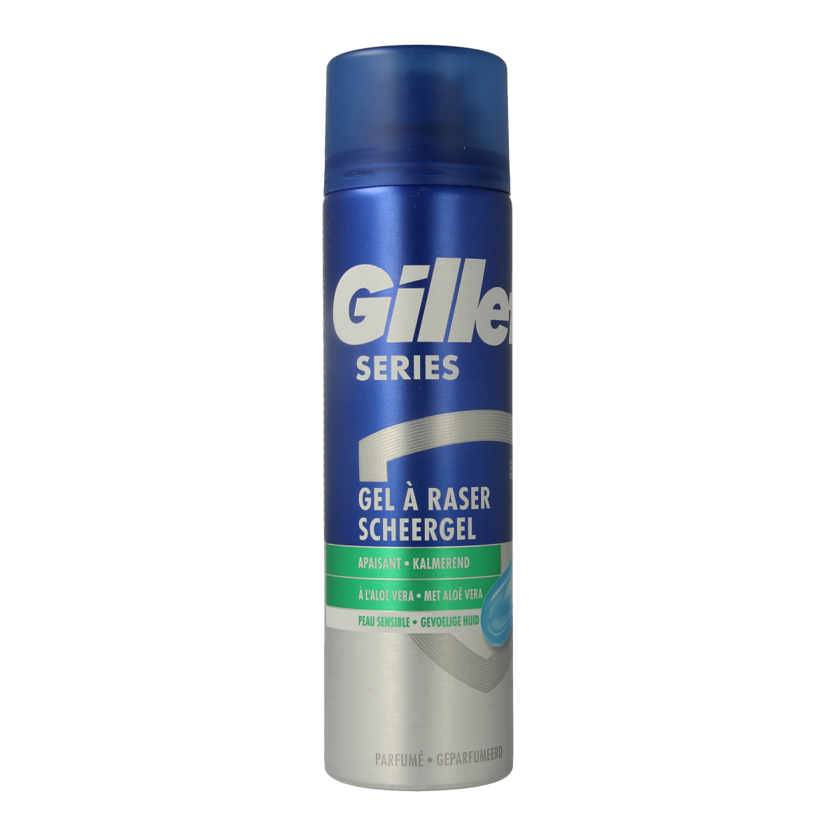 Gillette Series sensitive shaving gel in 200ml tube, ideal for gentle shaving and skin comfort.