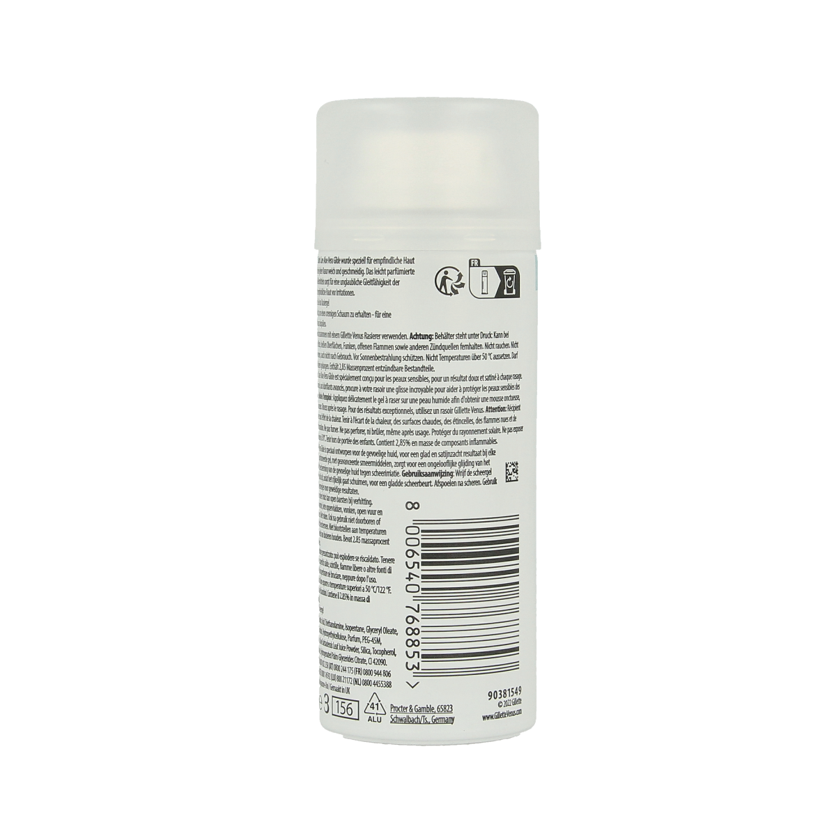 Gillette Satin Care Aloe Vera gel for shaving and hair removal, 75ml, with soothing aloe vera in a clear tube