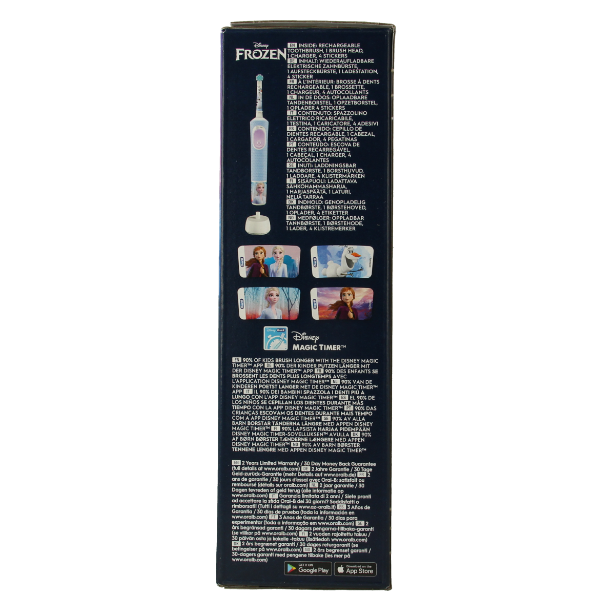 Oral B Vitality Pro Kid frozen toothbrush, electric kids' toothbrush with colorful design, suitable for children's oral hygiene.