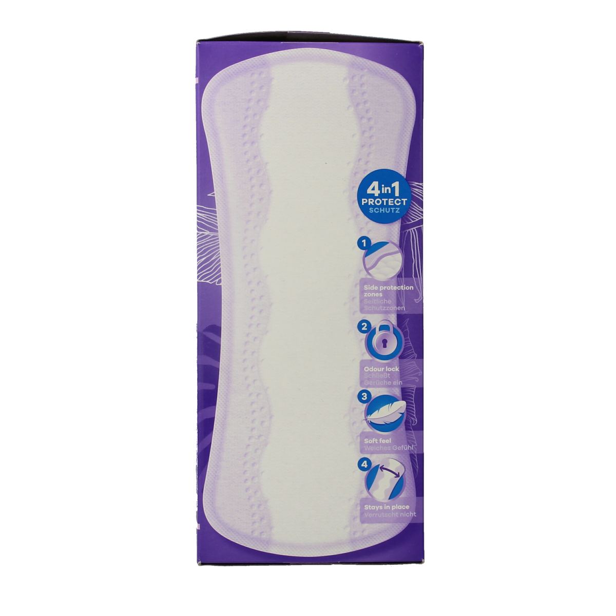 Always Inlegkruisjes daily protect long feminine pads in a box, designed for daily comfort and protection.