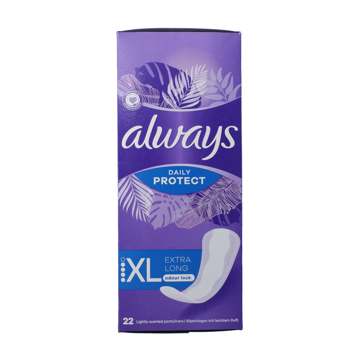 Always Inlegkruisjes daily protect extra long pack of 22, feminine hygiene pads for daily comfort and protection.
