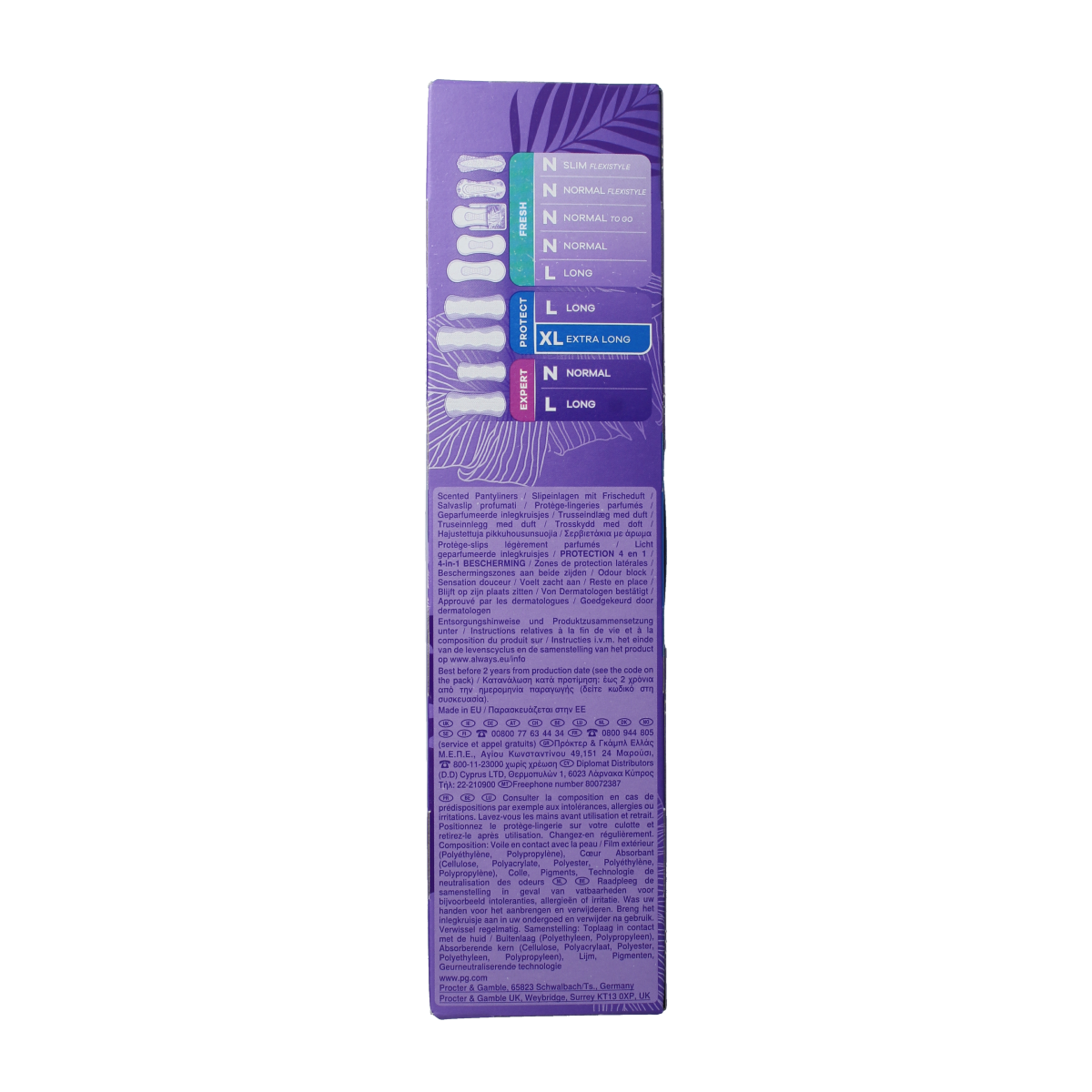 Always Inlegkruisjes daily protect extra long panty liners, 22-pack, designed for women’s daily protection and comfort.