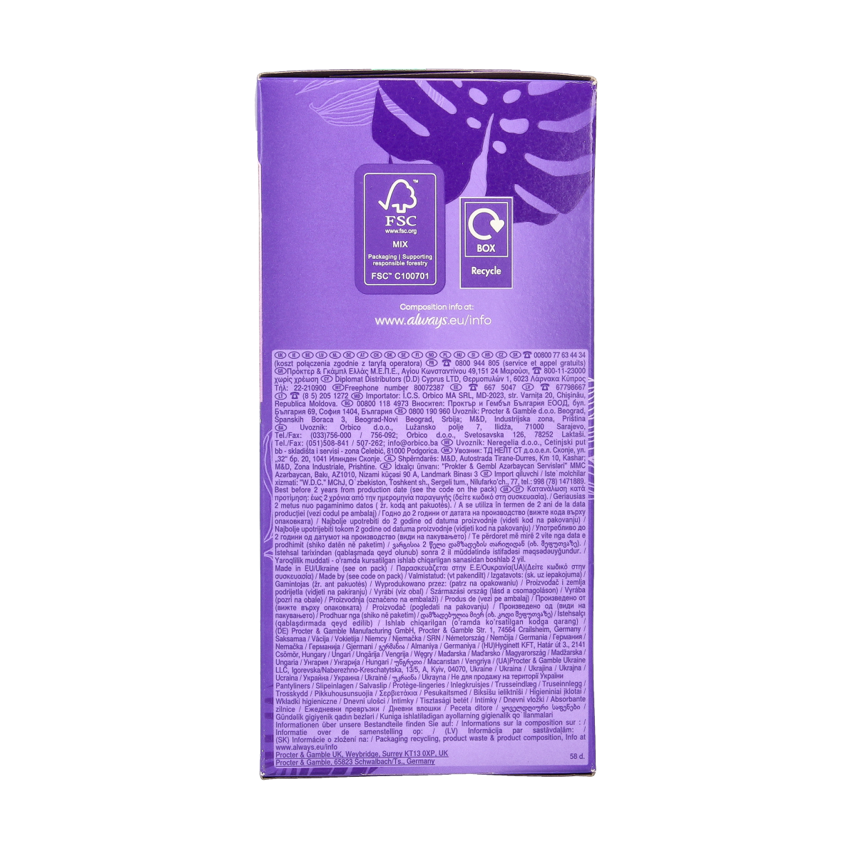 Always Inlegkruisjes daily fresh normaal, 58 Stuks, feminine panty liners for daily comfort and freshness, brand Always.