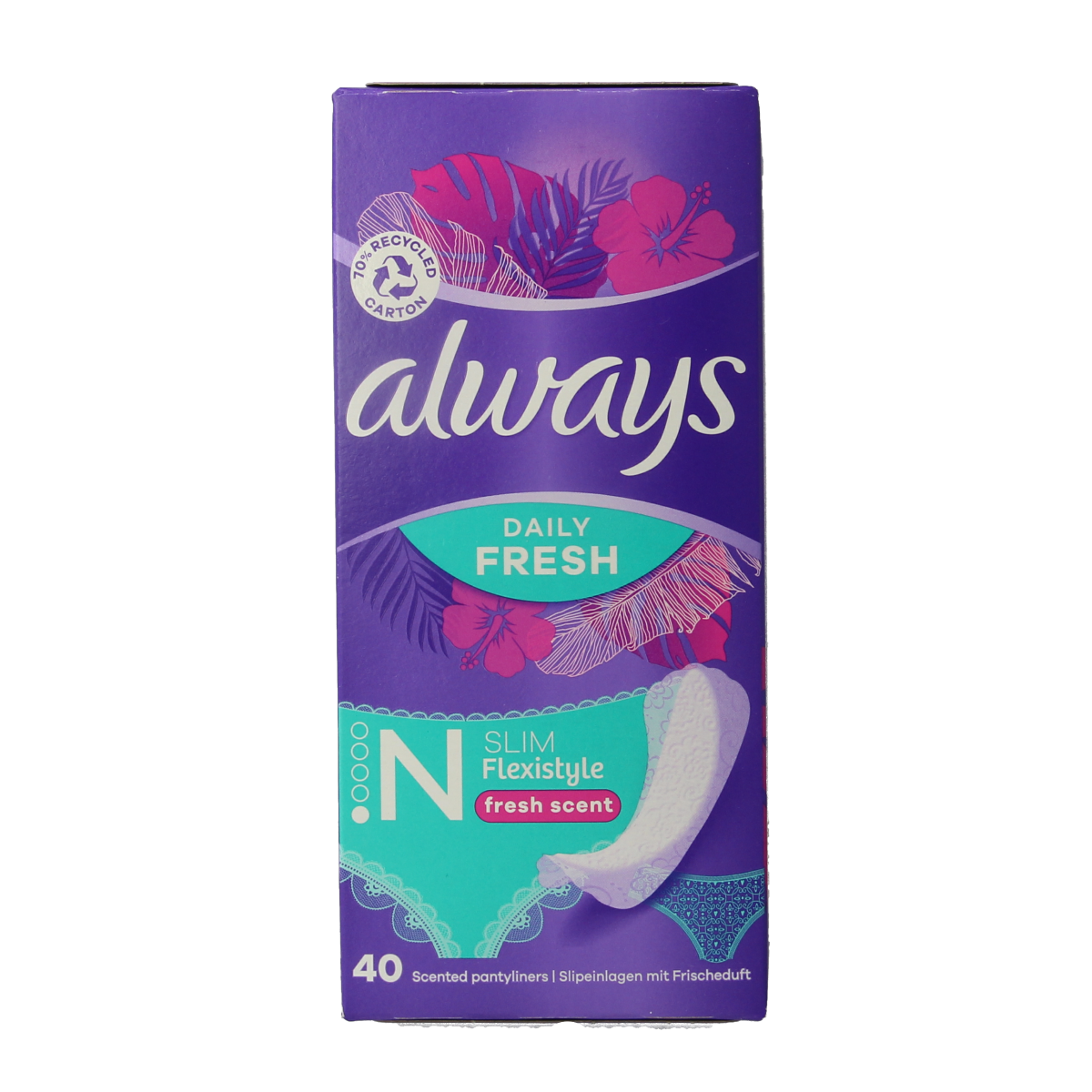 Always Inlegkruisjes daily protect fresh and scent, pack of 40, feminine incontinence pads, soft and discreet for women.