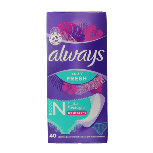 Always Inlegkruisjes daily protect fresh and scent, pack of 40, feminine incontinence pads, soft and discreet for women.