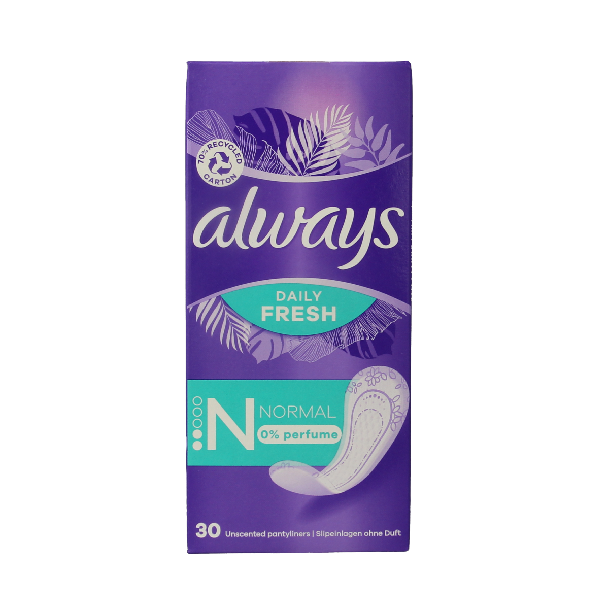 Always Inlegkruisjes daily fresh normaal in verpakking, feminine hygiene product for women, 30 pieces.