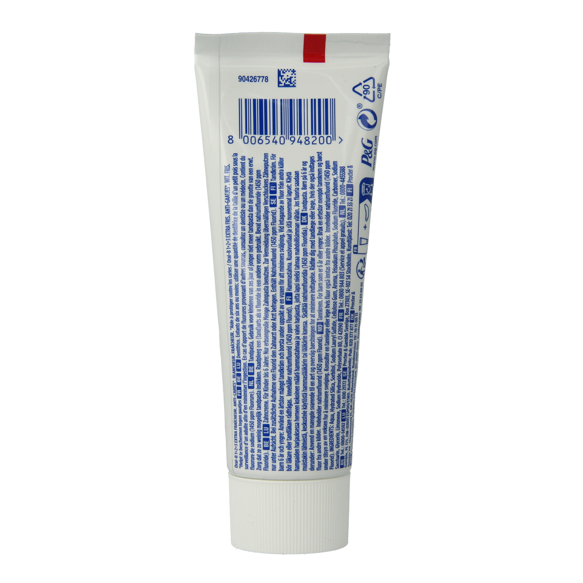 Oral B Fresh 123 toothpaste in 75ml tube, showing the toothpaste tube with branding and fresh mint flavor packaging.