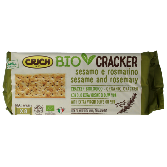 Crich Crackers sesam rozemarijn bio 250.00 Gram