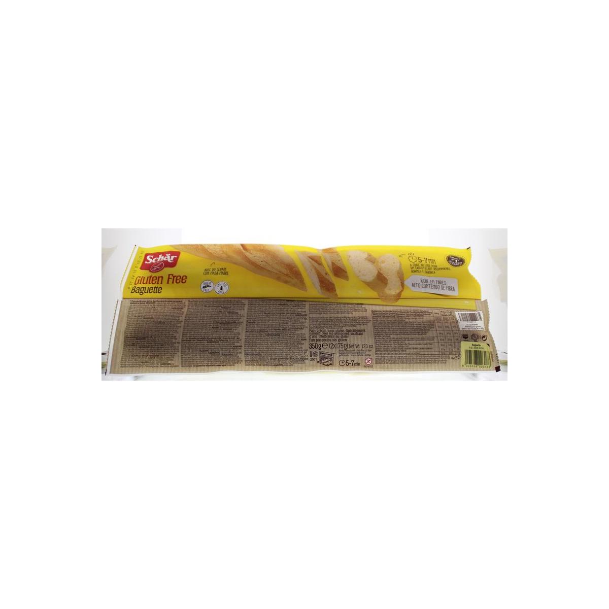 Schar glutenvrije baguettes, 2 stuk, vers en knapperig, ideaal voor glutenvrij dieet, in een verpakking met brood en crackers.