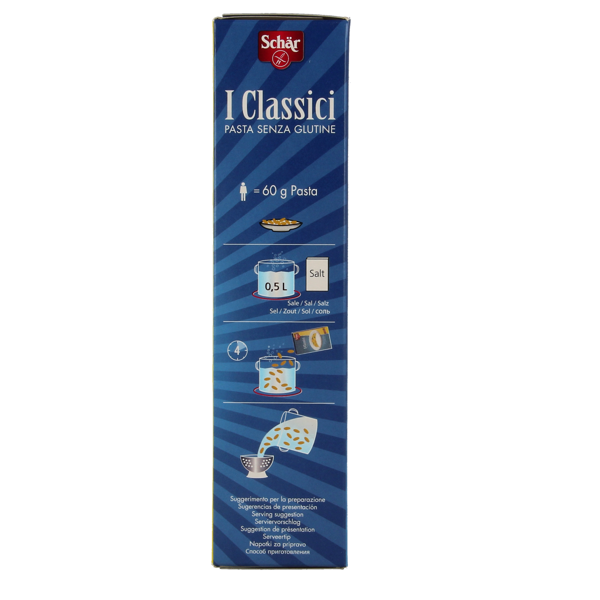 Schar Capelli d'Angelo gluten-free vermicelli pasta in 250g package, thin, delicate pasta strands for cooking.