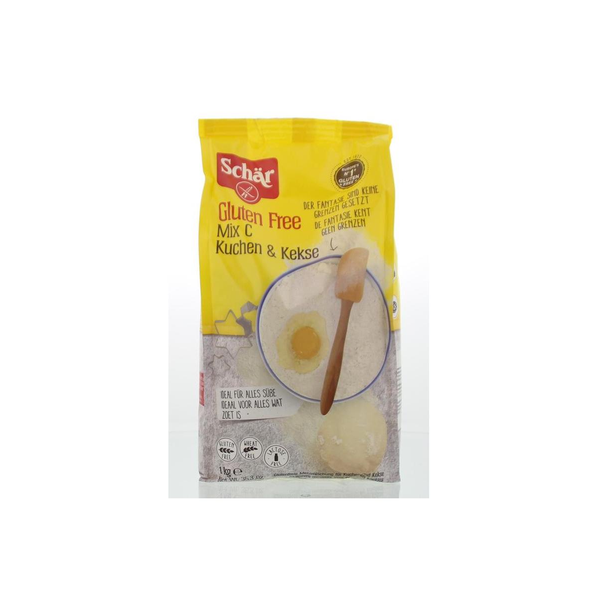 Schar Mix C gluten-free baking mix in a 1kg bag, suitable for baking and cooking, from Schar's gluten-free flour range.