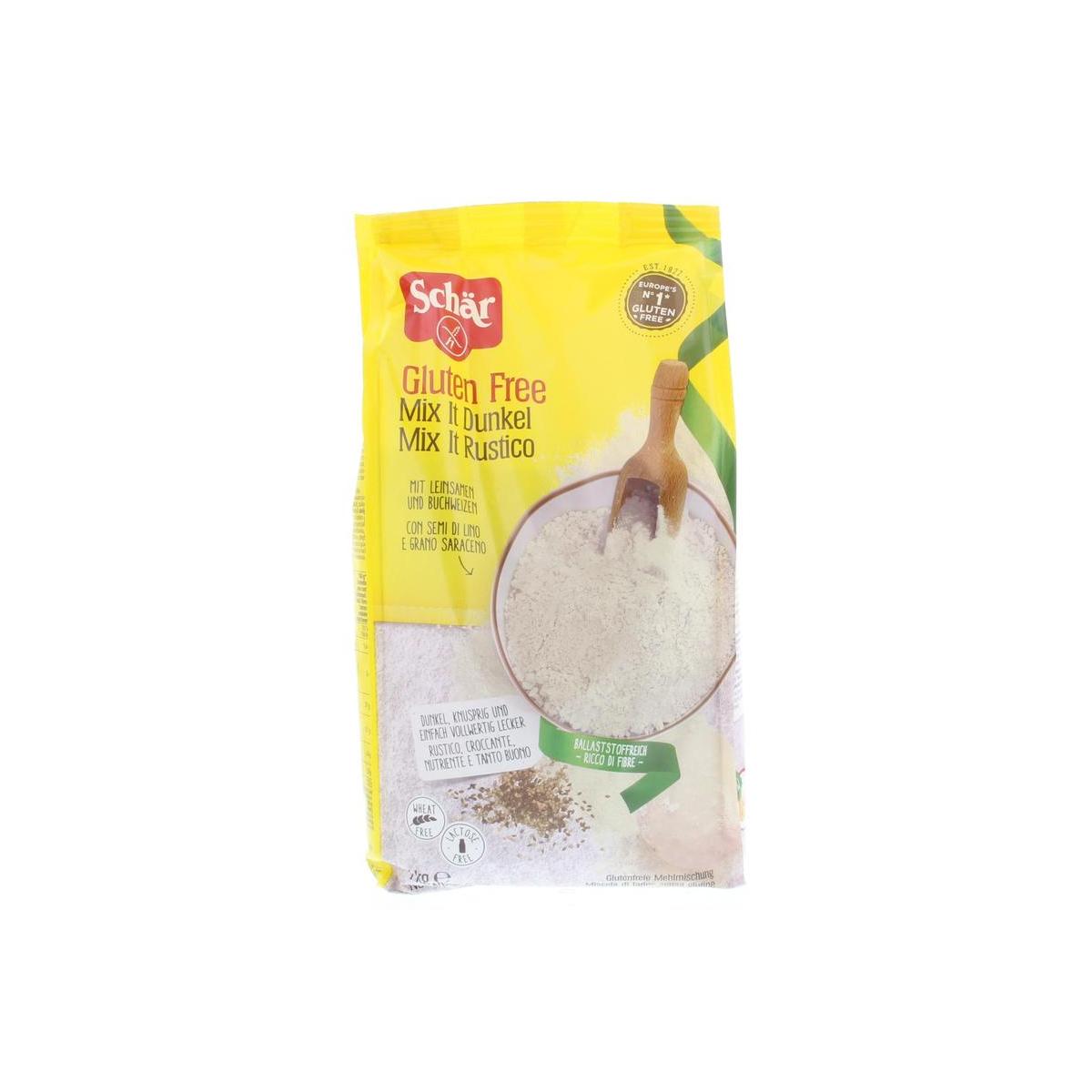 Schar gluten-free brown bread mix in a 1kg bag, ideal for baking hearty, gluten-free bread at home.