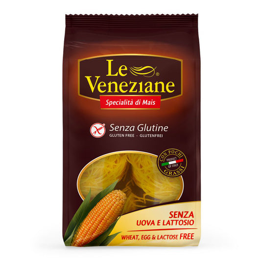 Le Veneziane gluten-free Capellini vermicelli pasta in 250g package, thin, delicate Italian pasta for cooking.