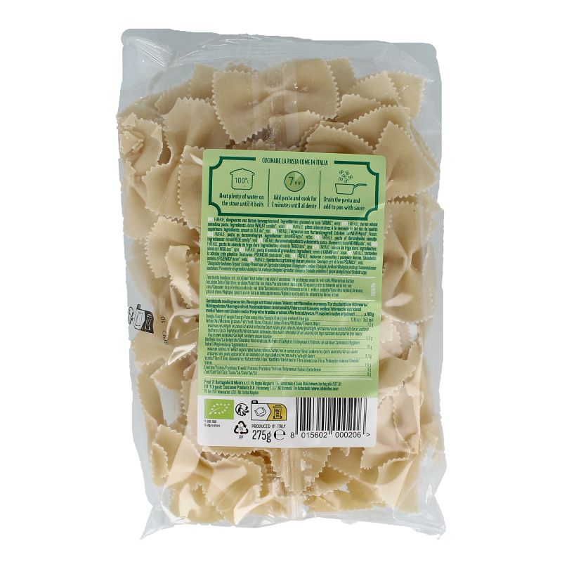 White Bioidea farfalle pasta in 275g package, butterfly-shaped organic pasta from the pasta en rijst category.