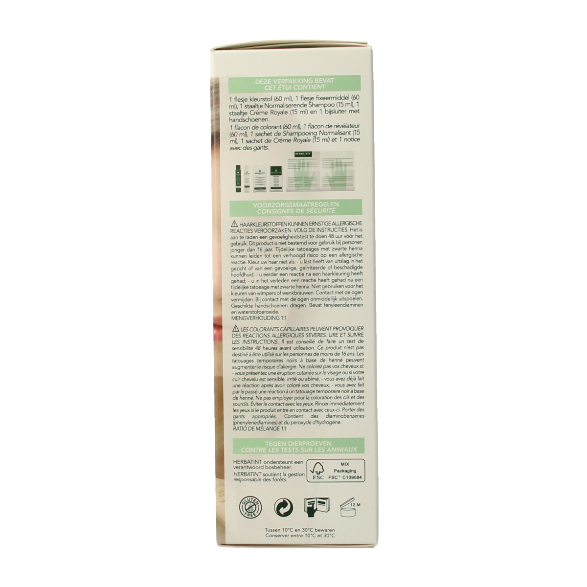 Herbatint 10C Zweeds blond hair coloring tube, 150ml, natural hair dye for blonde shades, product image.