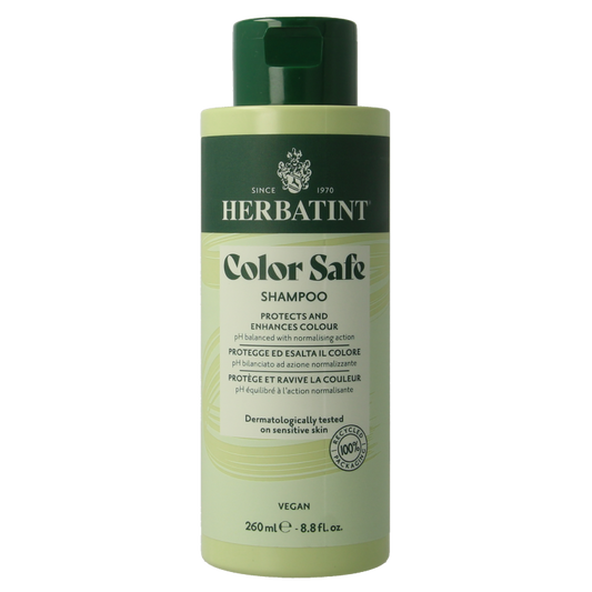 Herbatint color-safe shampoo in 260ml bottle, gentle hair care product with natural ingredients, suitable for color-treated hair