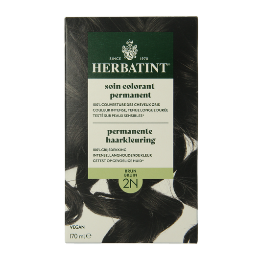 Herbatint 2N Brown hair coloring bottle showing the 170ml container and label with product details.