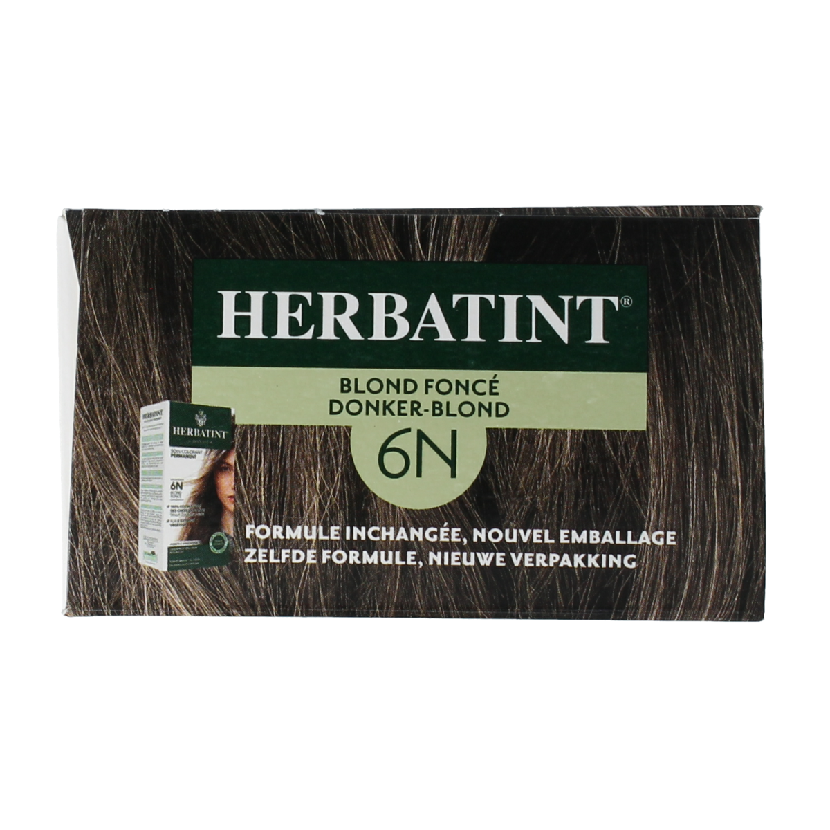 Herbatint 6N dark blond hair coloring gel in 170ml tube, creamy consistency, ready for application.