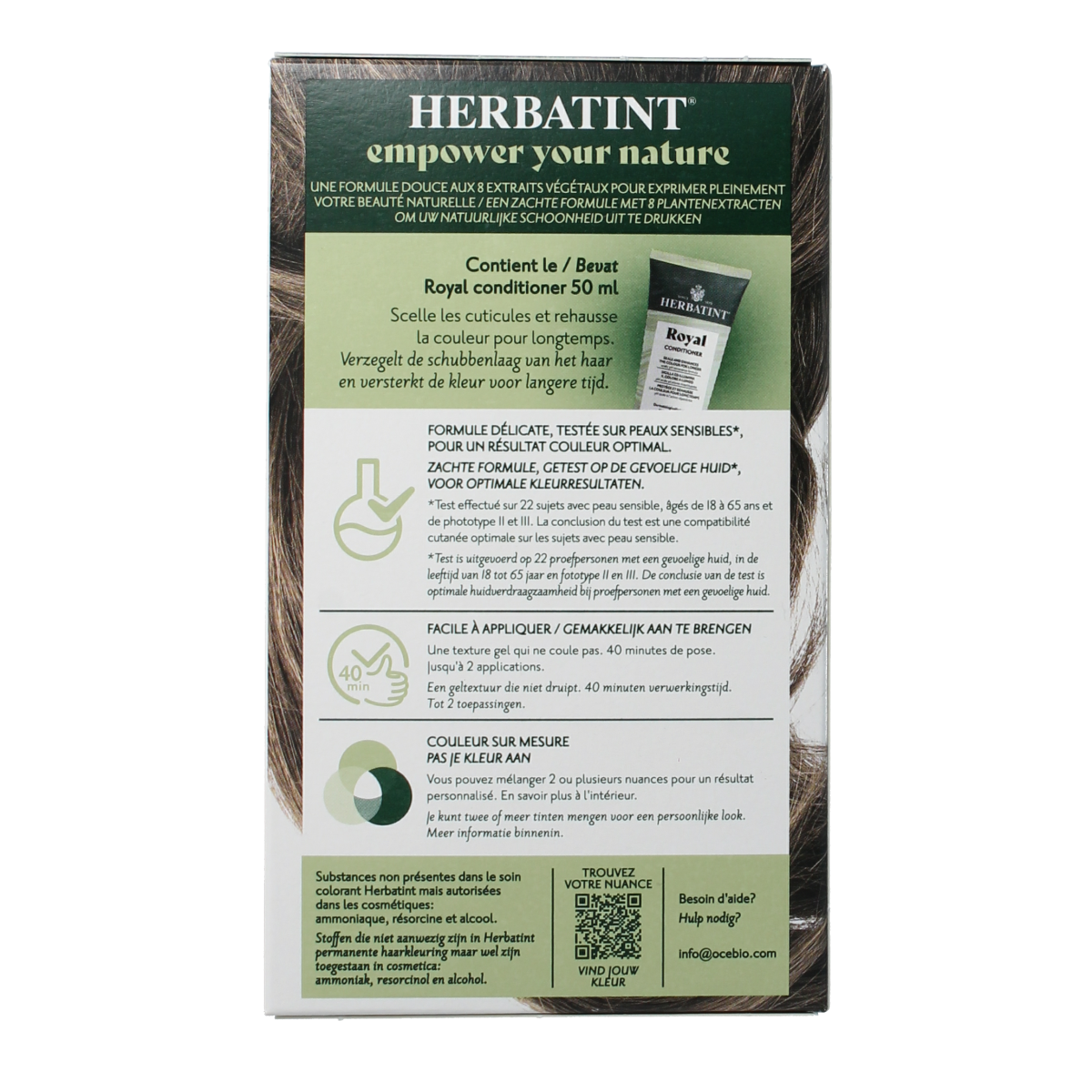 Herbatint 6N dark blonde hair coloring tube, 170ml, with hair dye application image showing the product and packaging.