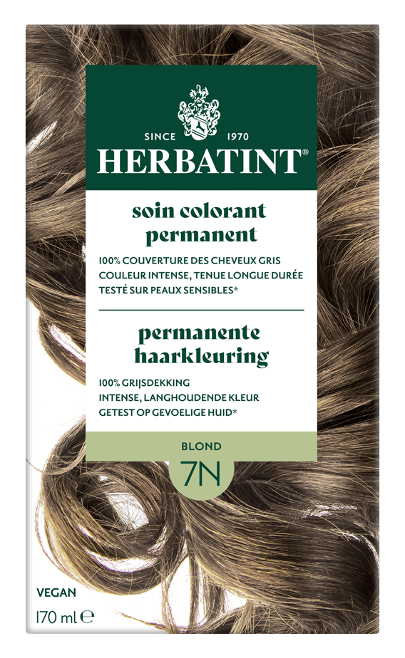 Herbatint 7N Blond hair coloring cream in 170ml bottle, natural hair dye for blond shades, with packaging and product label visible