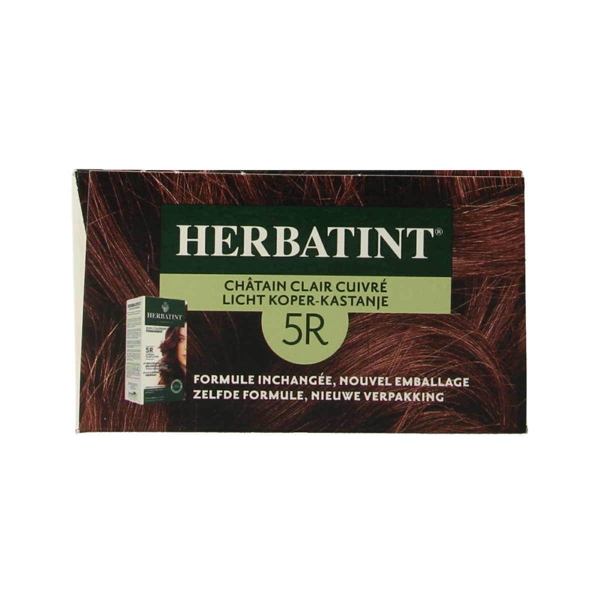 Herbatint 5R Licht koperkastanje hair coloring bottle, 170ml, with product label and color cap visible.
