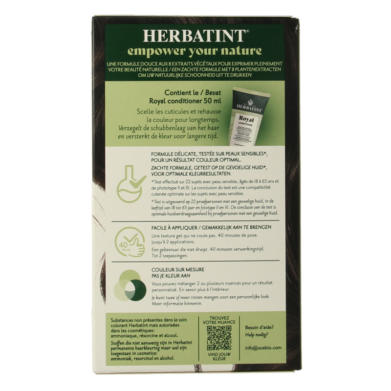 Herbatint 4C kastanje hair coloring bottle with applicator for natural chestnut brown hair dye, 170ml.
