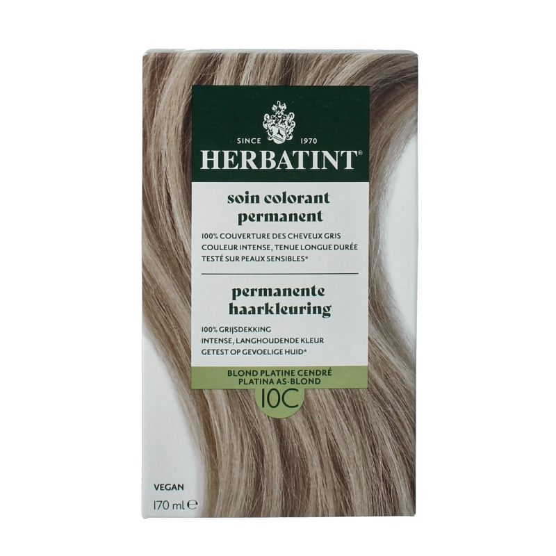 Herbatint 10C Zweeds blond hair coloring cream in 170ml tube, showcasing the product packaging and label.
