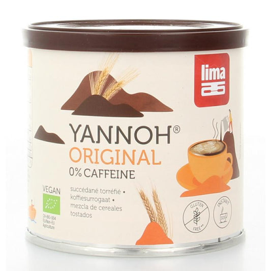 Lima Yannoh instant bio coffee and tea mix in 50g package, featuring a natural, organic beverage product.