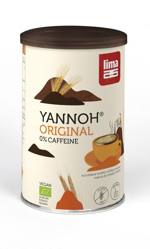 Lima Yannoh instant bio coffee and tea blend in a 250g package, showcasing the product's packaging and branding.