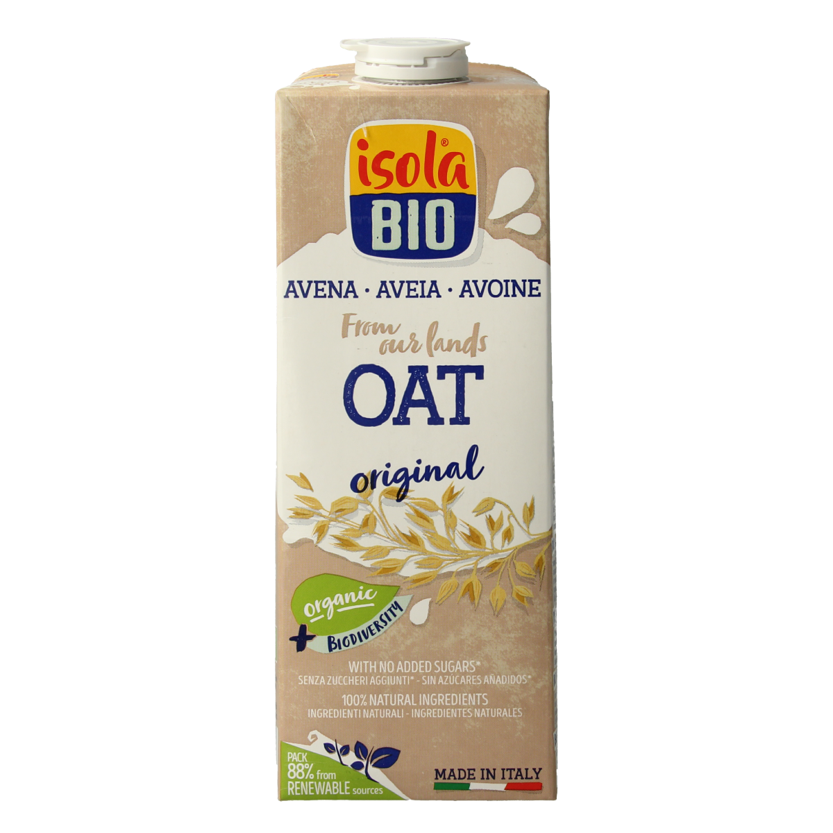 Isola Bio organic oat drink in a 1-liter bottle, showing the label and packaging for dranken en sappen.