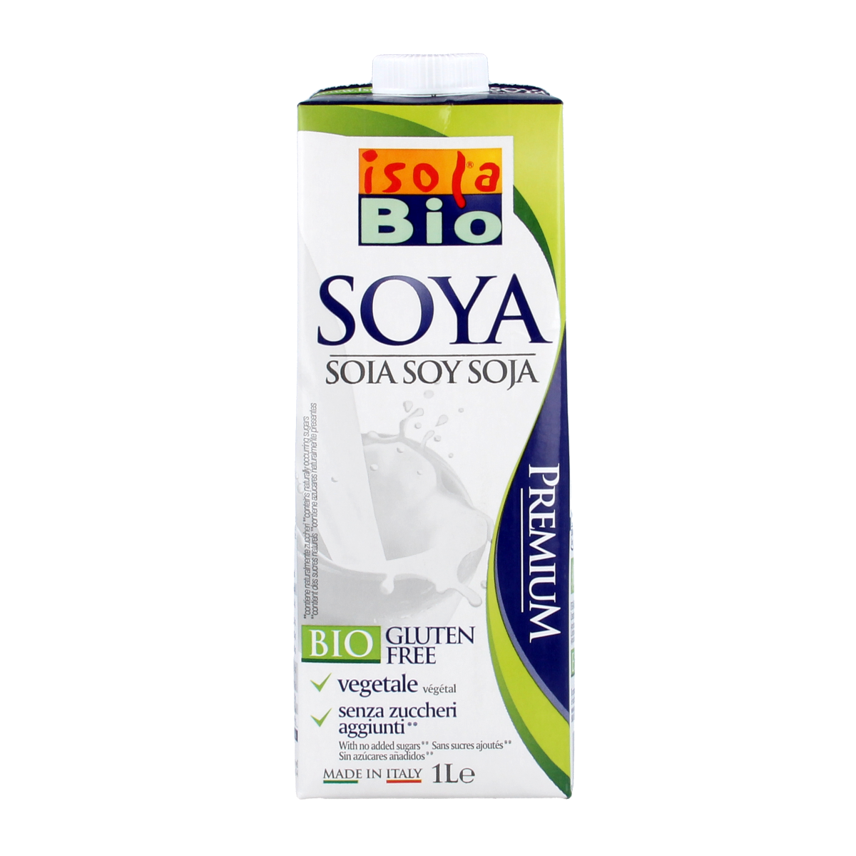 Isola Bio Sojadrank naturel bio in 1-liter carton, soy beverage with no added sugars or flavors, natural and organic soy drink.