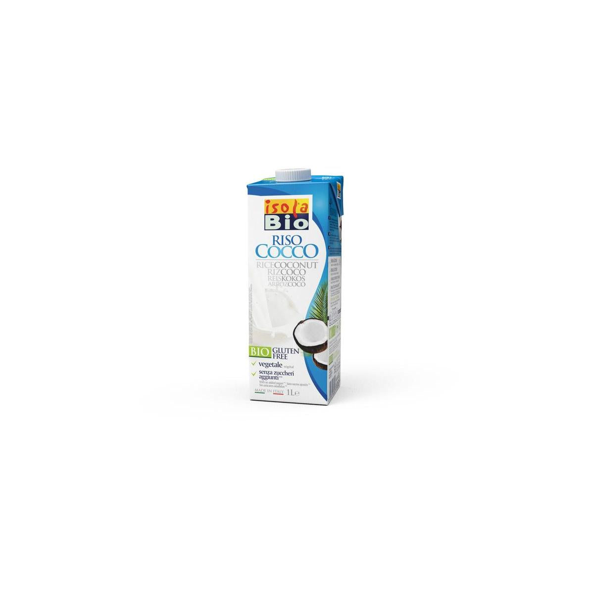 Isola Bio organic coconut rice drink in a 1-liter bottle, natural beverage from the Dranken en Sappen category.