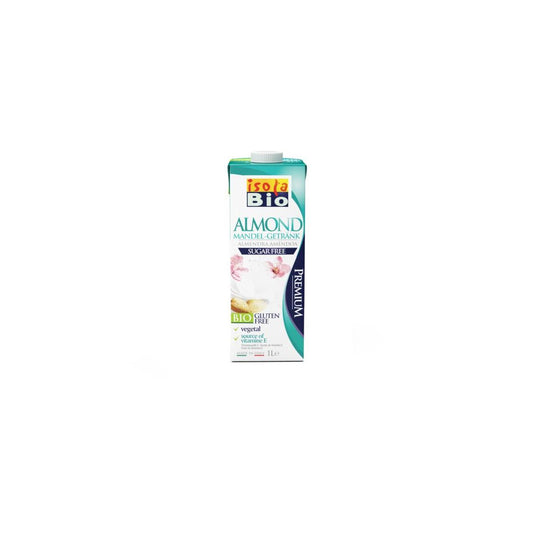 Unsweetened Isola Bio almond drink in a 1-liter carton, natural almond beverage from the Dranken en Sappen category.