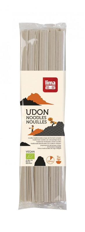 Lima Udon bio rice pasta pack, 250 grams, showing the product packaging with Udon noodles and organic label.