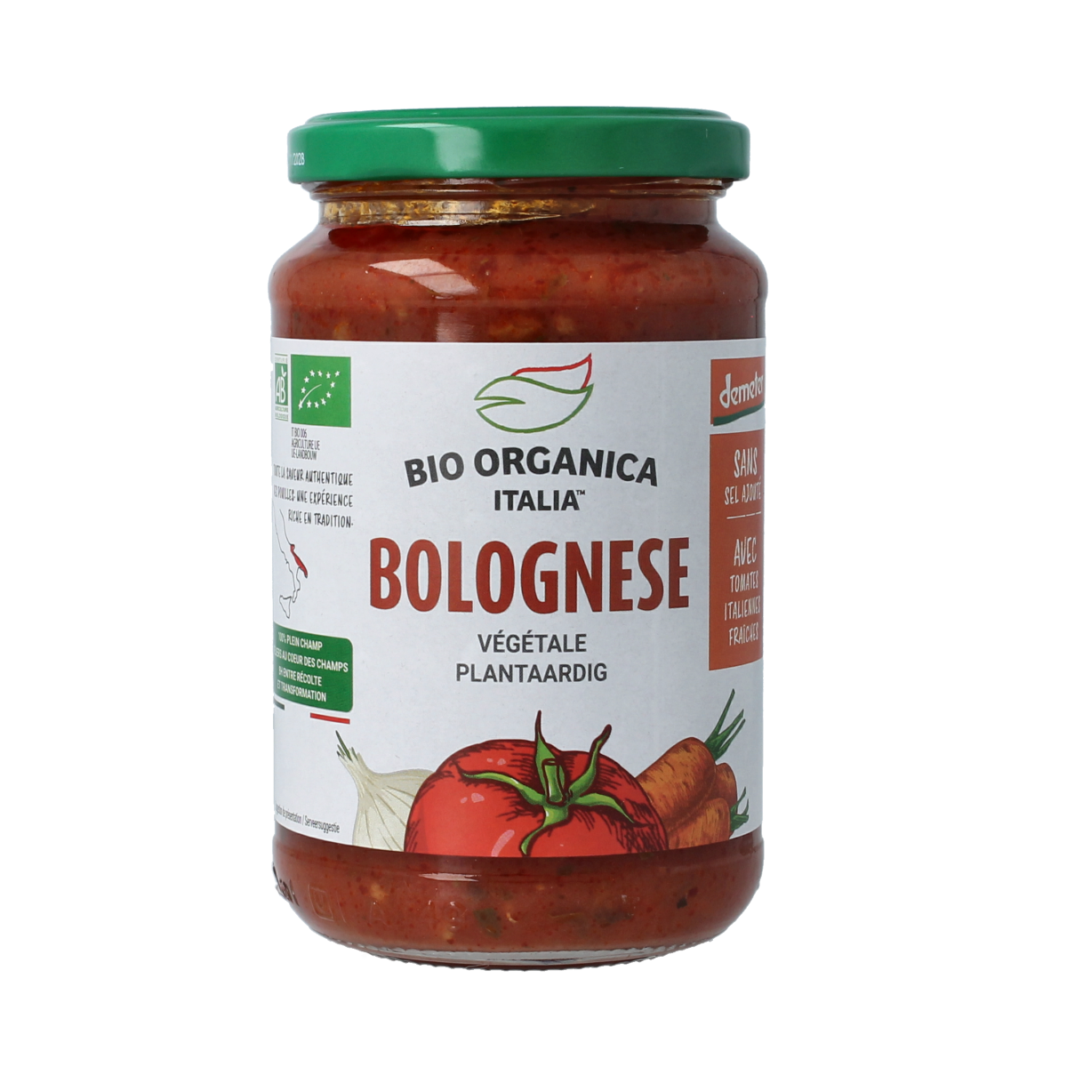 Bio Organica Bolognese pasta sauce in a 350g jar, organic plant-based Demeter sauce for pasta dishes.