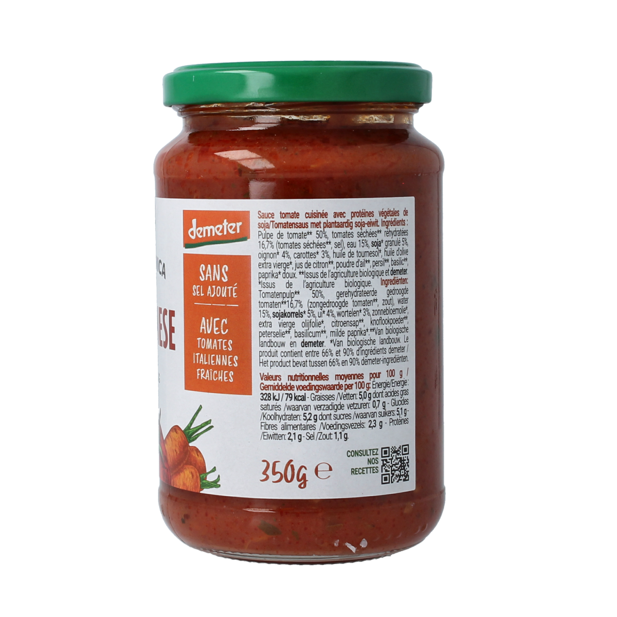 Bio Organica Bolognese plant-based pasta sauce in a 350g jar, rich and flavorful, part of Sauzen en Smaakmakers category.